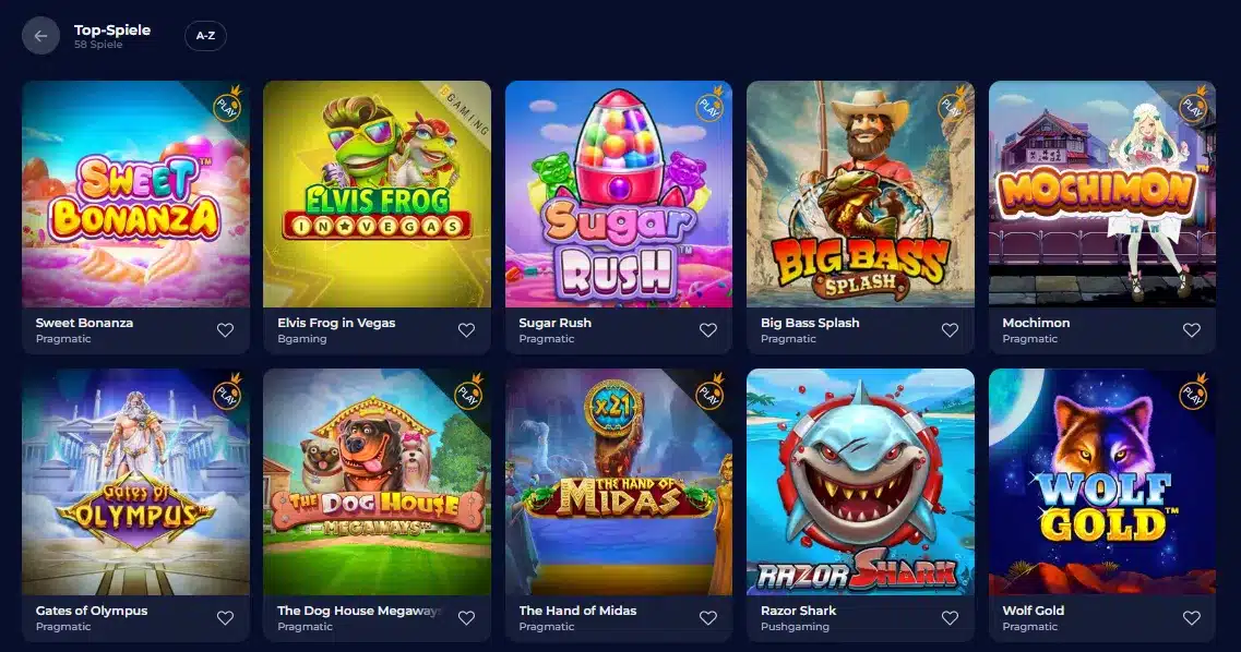 Nine Casino Spielauswahl