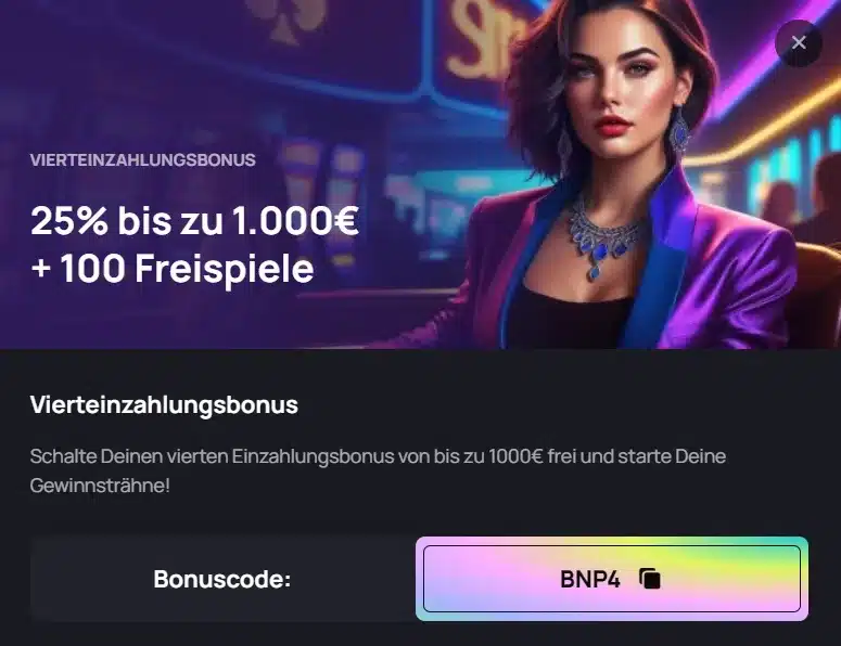 BetandPlay Vierteinzahlungsbonus 25% bis zu 1.000€ + 100 Freispiele