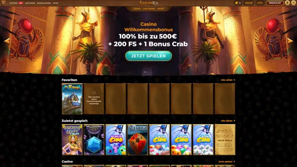 AmunRa Casino Homepage